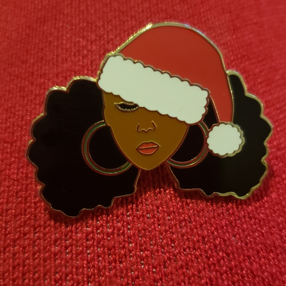 Lapel Pin sassy girl in Santa Hat
